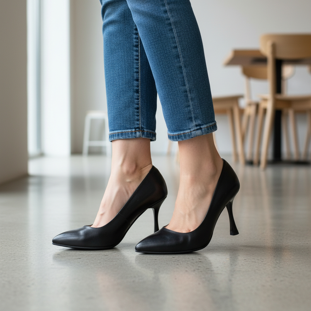 Pantofi dama din piele naturala - NEGRU BOX - A76 NE - imagine 3